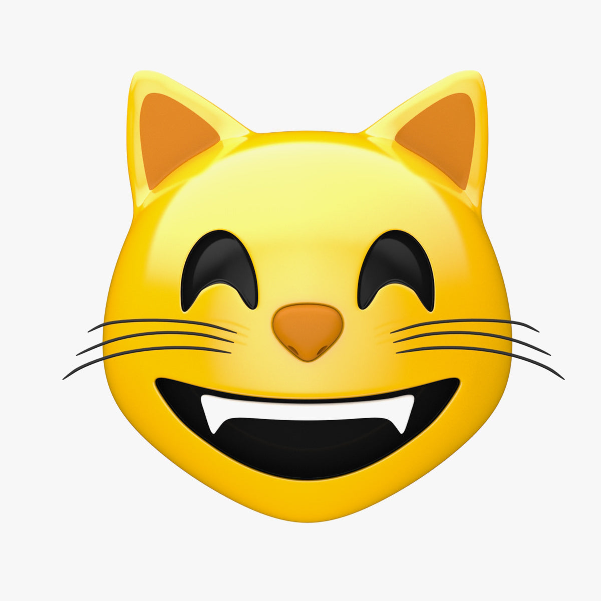 Apple Grinning Cat with Smiling Eyes