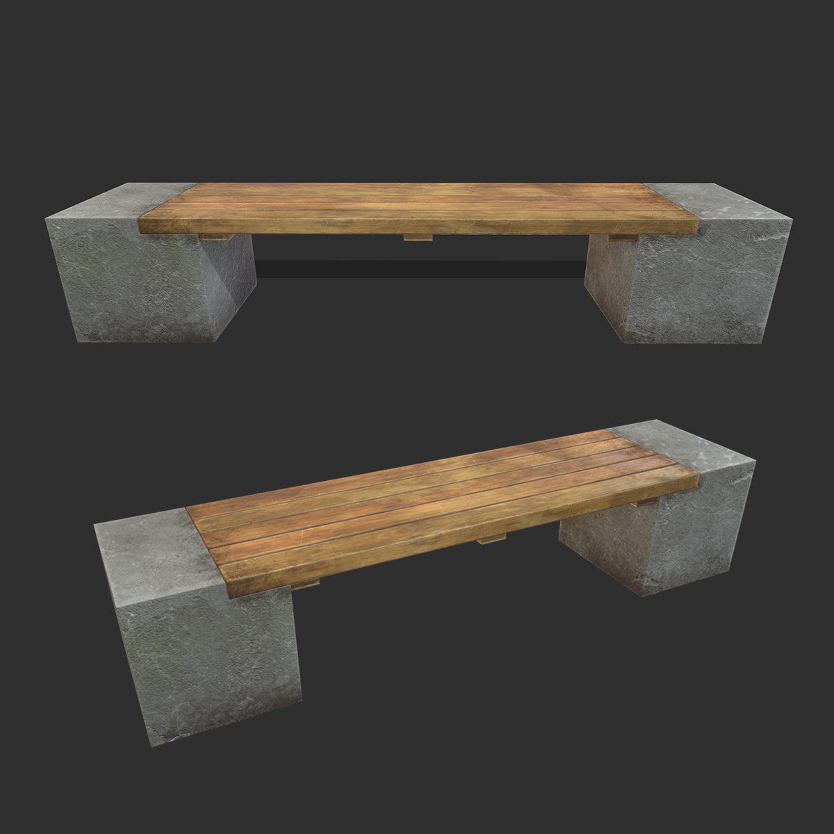 Bench 02 Low Poly