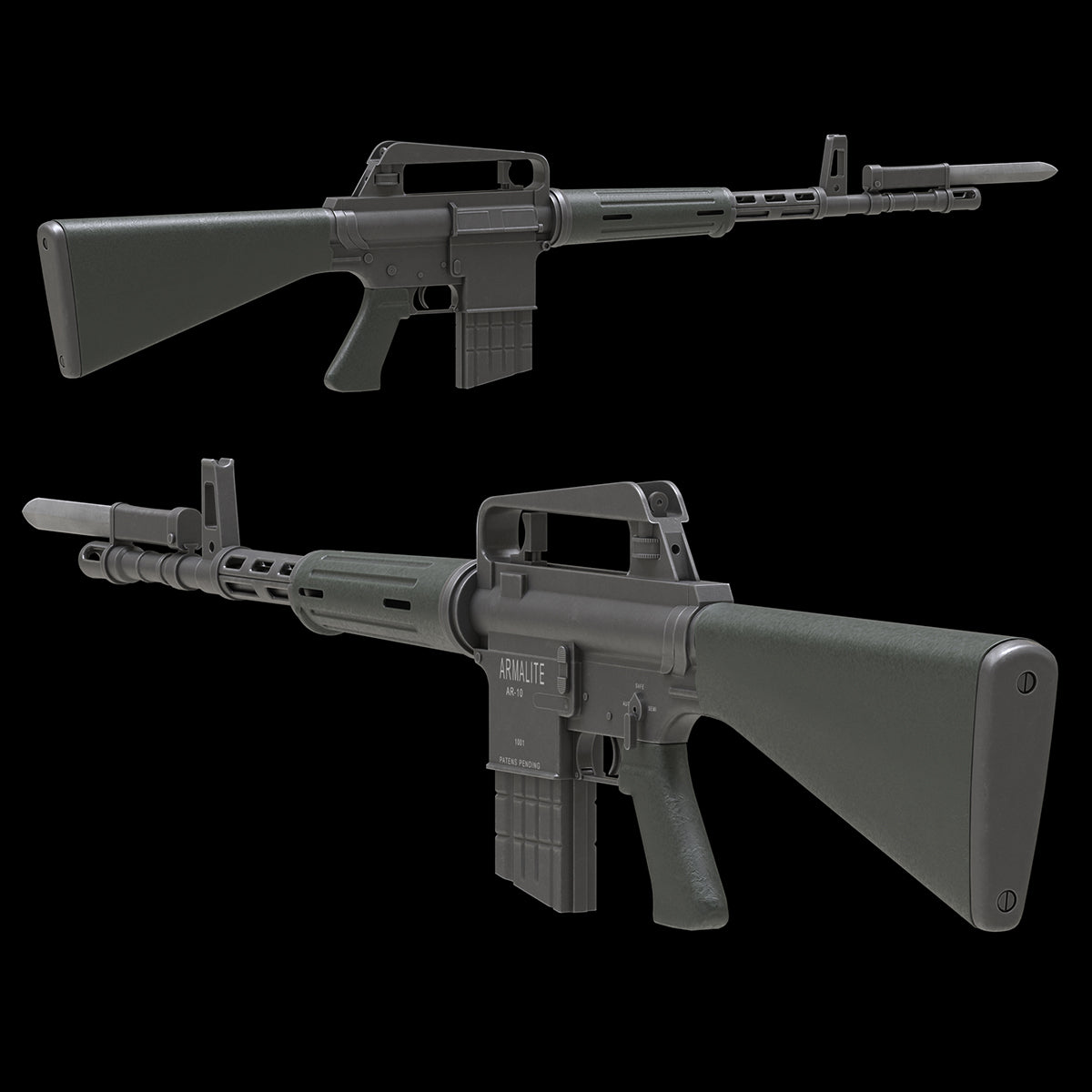 Armalite AR 10 Low Poly