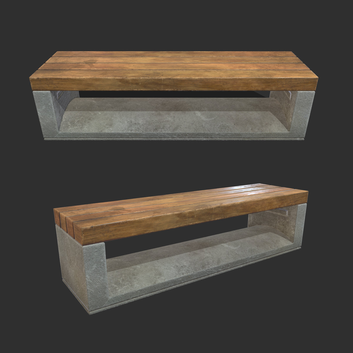 Bench 01 Low Poly