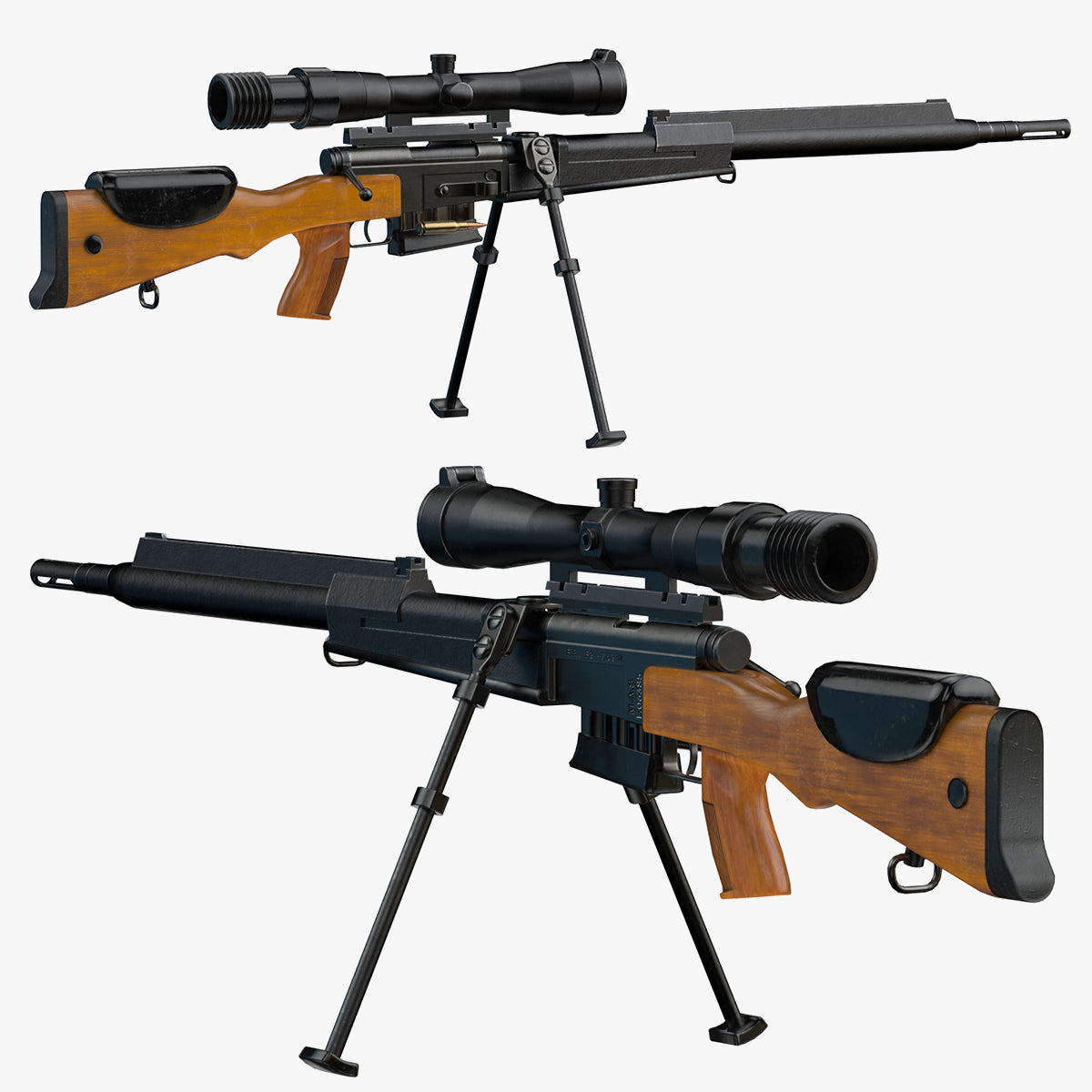 FR F2 sniper Rifle Low Poly