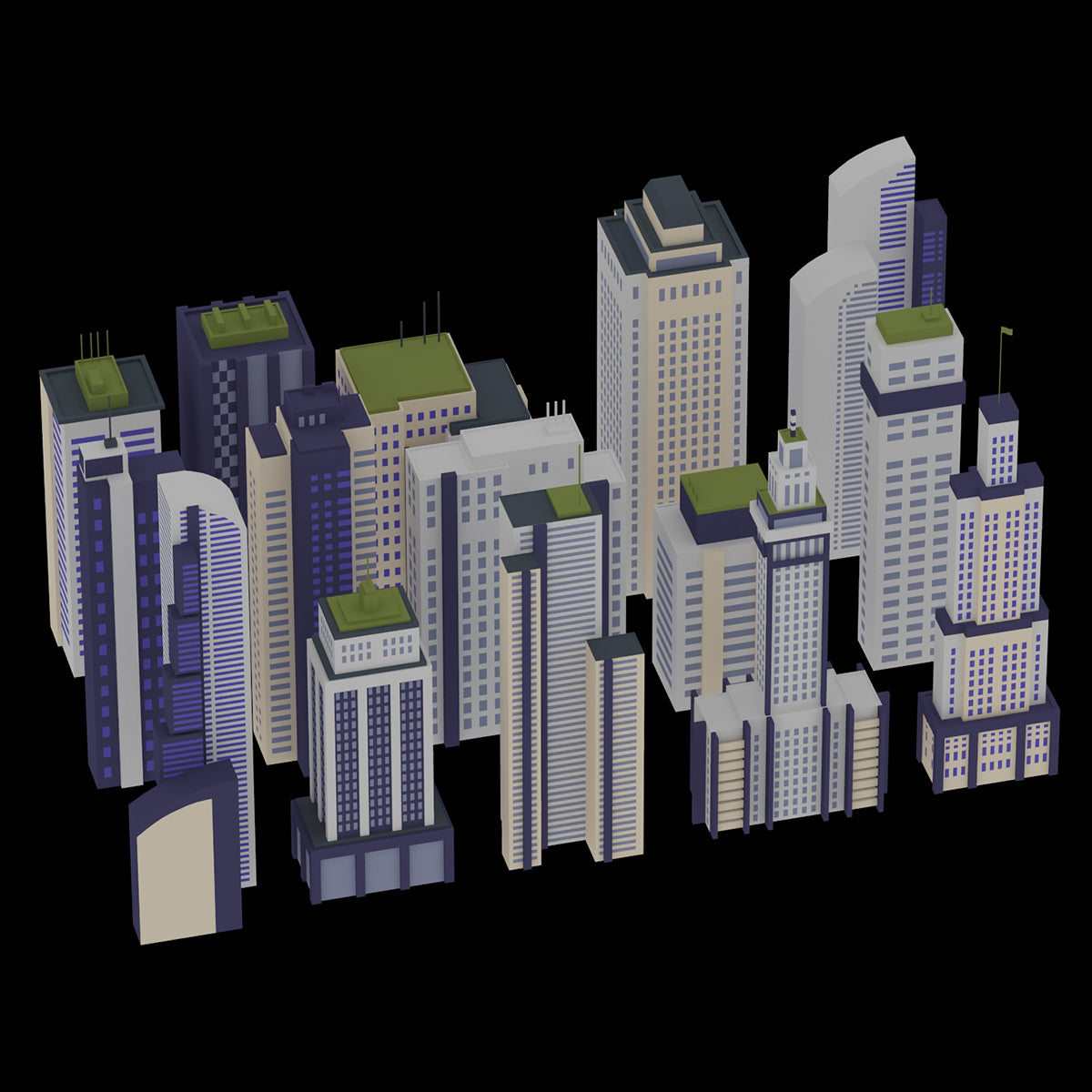 15 Building Low Poly Set